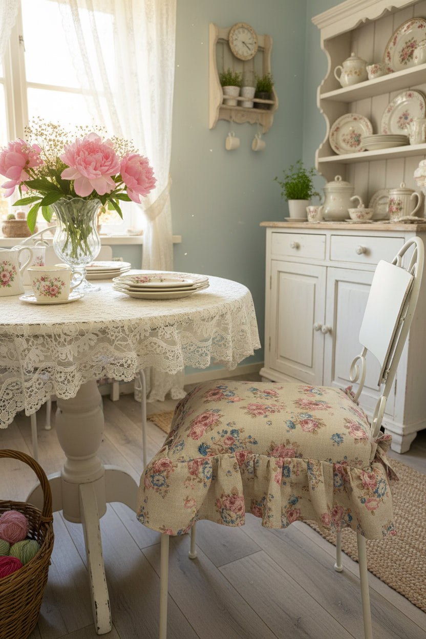 Cuscino, sedia in cotone 100% floreale misura 45 × 45 + 15 la balza