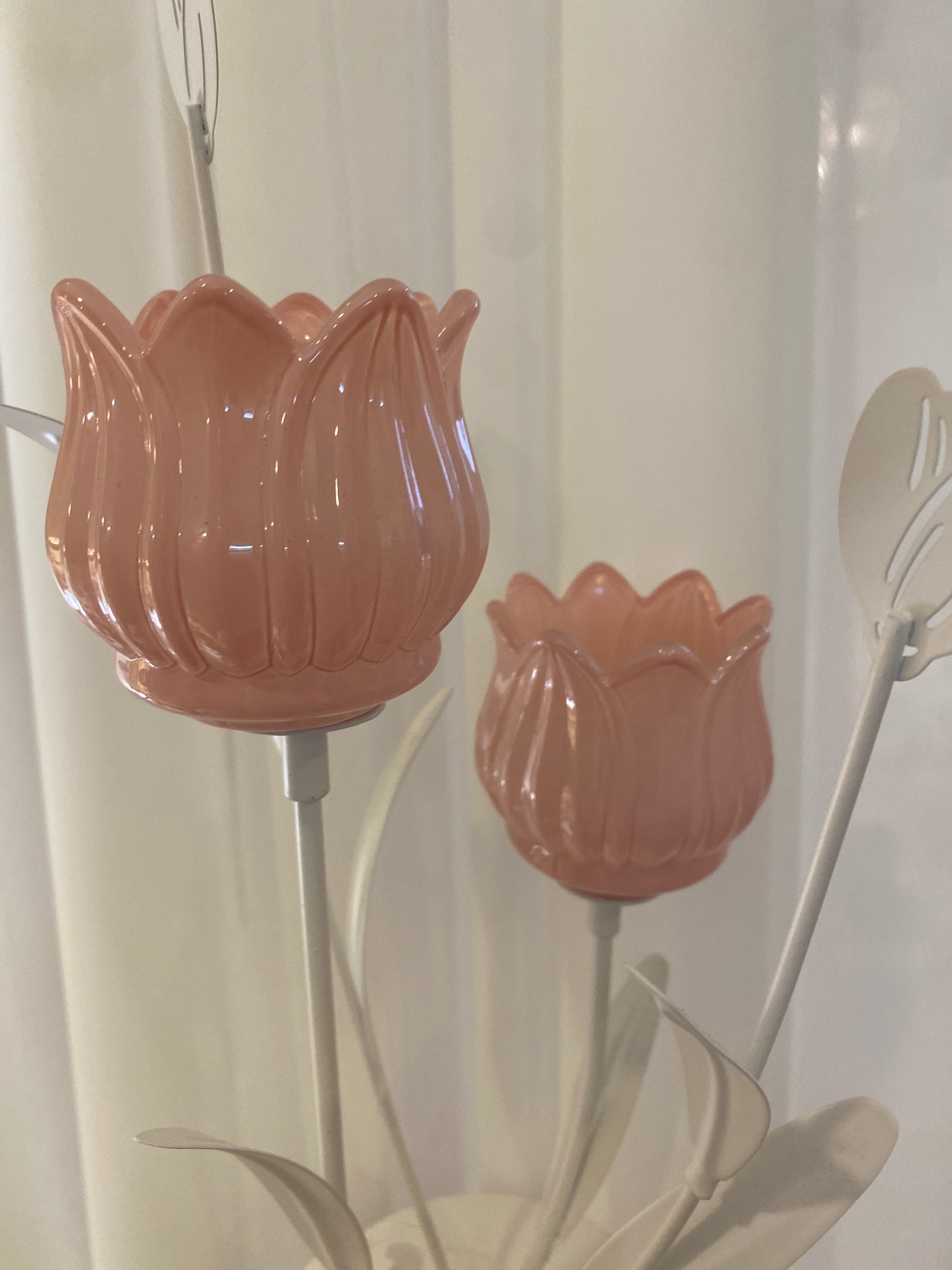 Porta candele in vetro a forma di tulipano 17x35x17cm