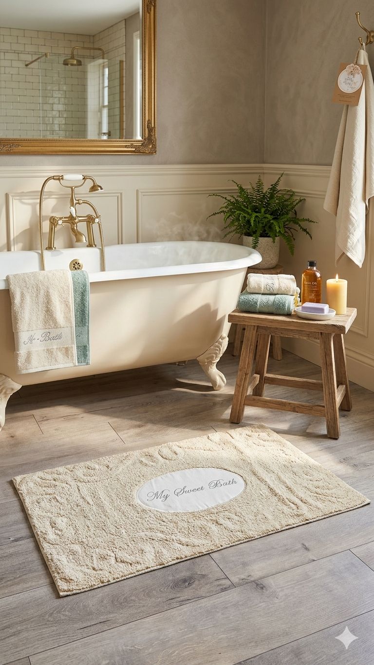 Tappeto bagno Atelier 17 My sweet bath beige in 2 misure