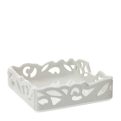 Hervit Portatovaglioli Jolie in Porcellana Bianca Traforata a Mano – 20x20cm Codice prodotto: 29790