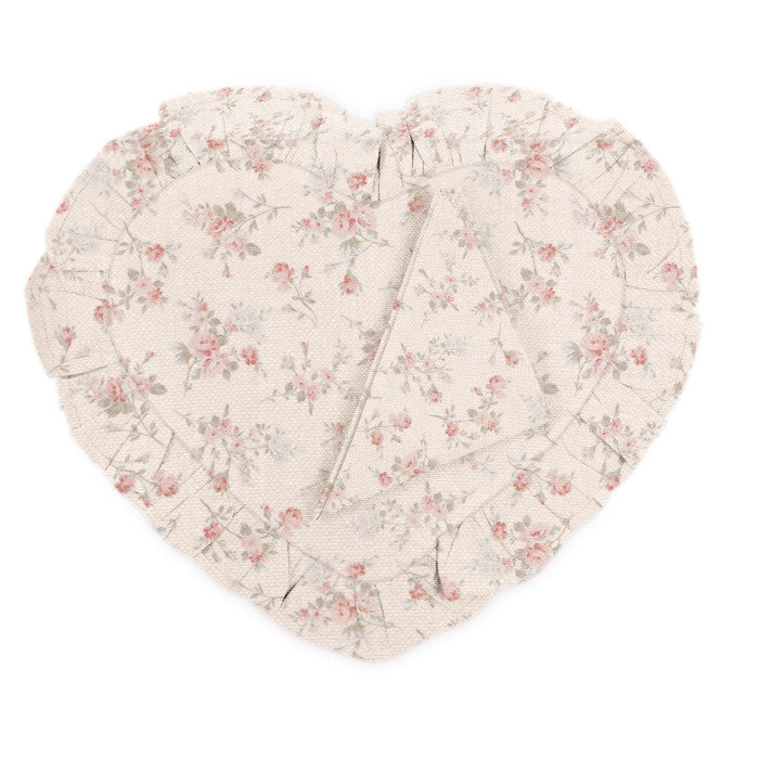 Set Americano Cuore In Morbido Cotone Linea " Element Garden" Con Balza Cm 30x35 Stampa floreale