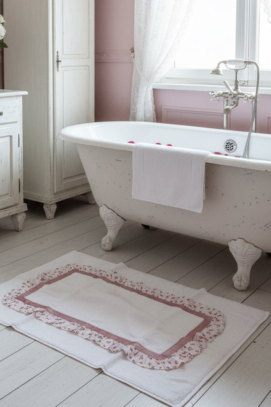 Tappeto Atelier modello Lavinia misura 50X 70 con antiscivolo colore bianco