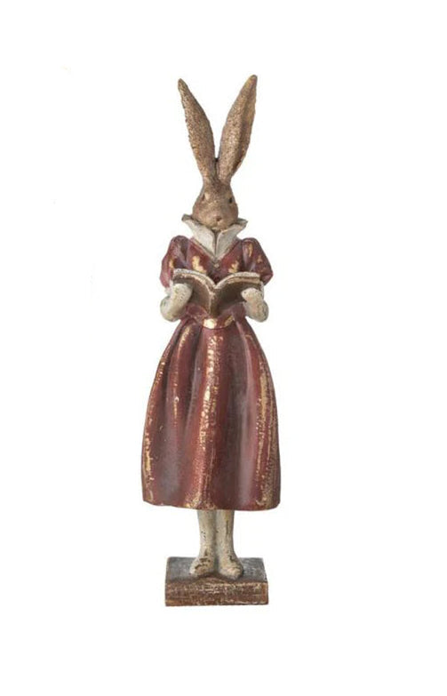 Statuina Coniglio di pasqua in resina effetto anticato 14x11xH47 cm