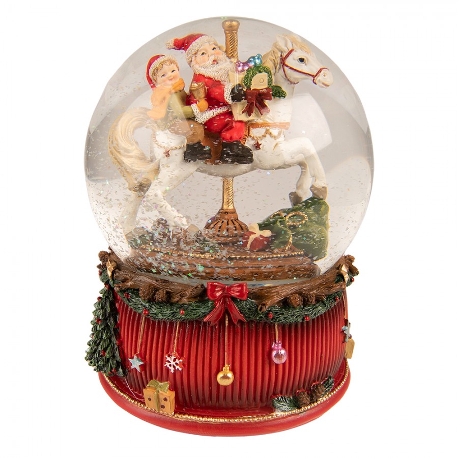65154 Palla di neve Babbo Natale Ø 16x20 cm Rosso Verde Poliresina