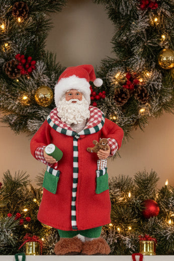65630 Statuetta decorativa di Natale Babbo Natale 28 cm Rosso Plastica