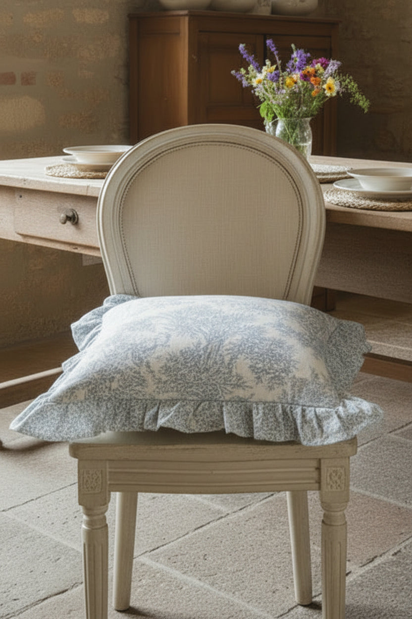 Cuscino sedia sfoderabili in cotone, misura 45 × 45 + 15 la balza Etoile de joile