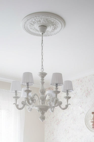 Lampadario foglia a 5 fiamme in stile shabby chic