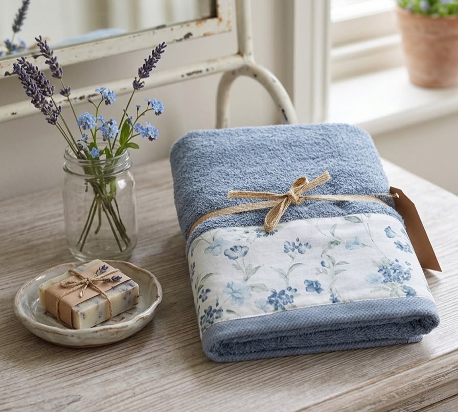 Coppia di asciugamani "LovelyShabby" azzurro polvere