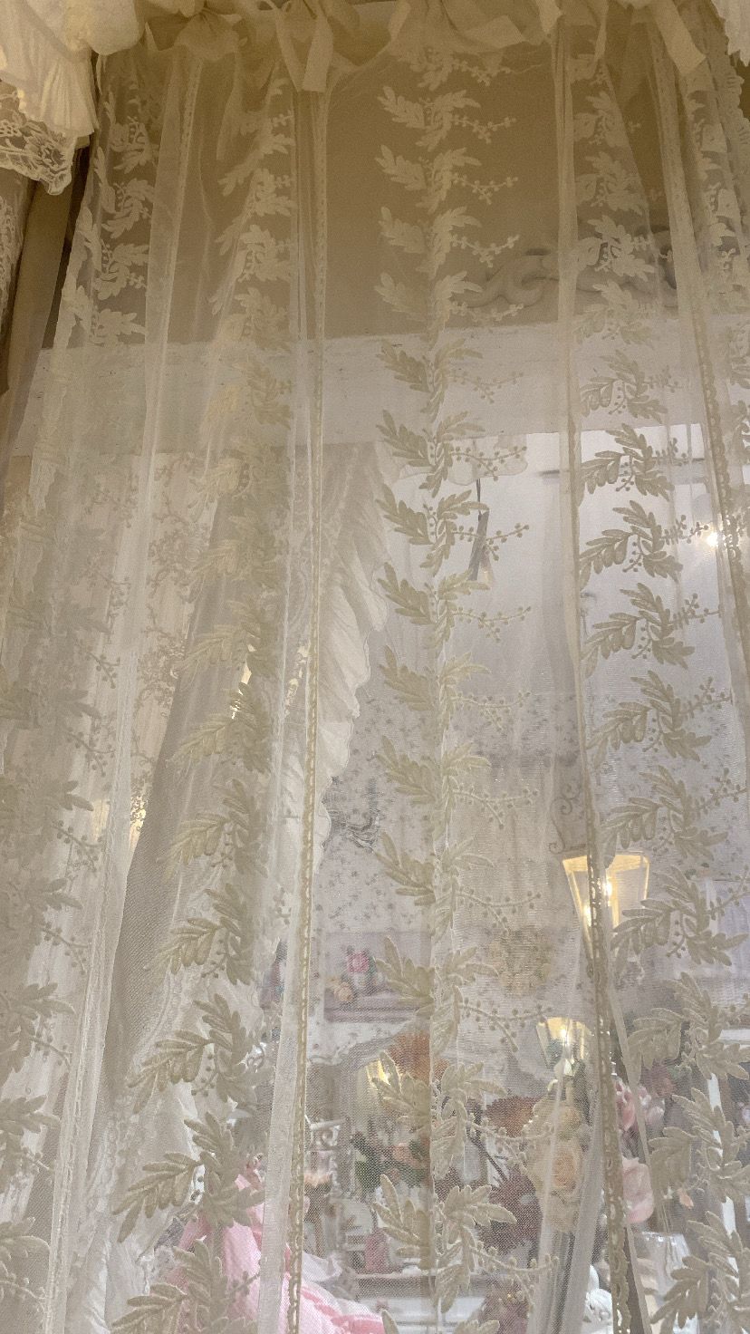 Blanc Mariclo Tenda Shabby Chic 135 x h 290 cm in Tulle Ricamato Serie Dentelle - A37973