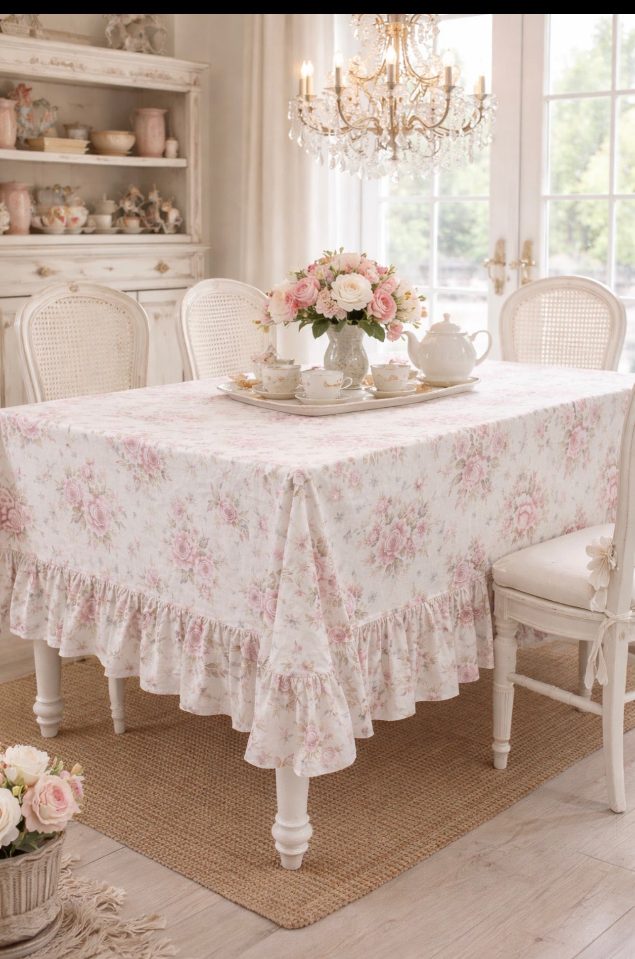 Tovaglia con balza 140x220