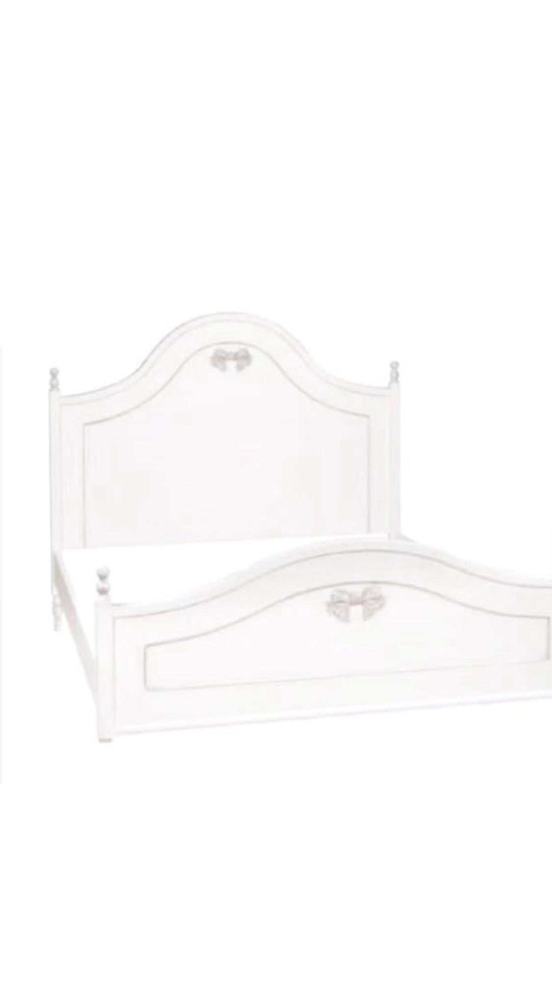 Letto matrimoniale in legno bianco classico shabby con fiocco 174x216x148cm