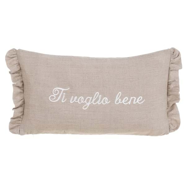CUSCINO CON GALA TORTORA CON SCRITTA TI VOGLIO BENE BLANC MARICLO'30 X 50 A3567999NT