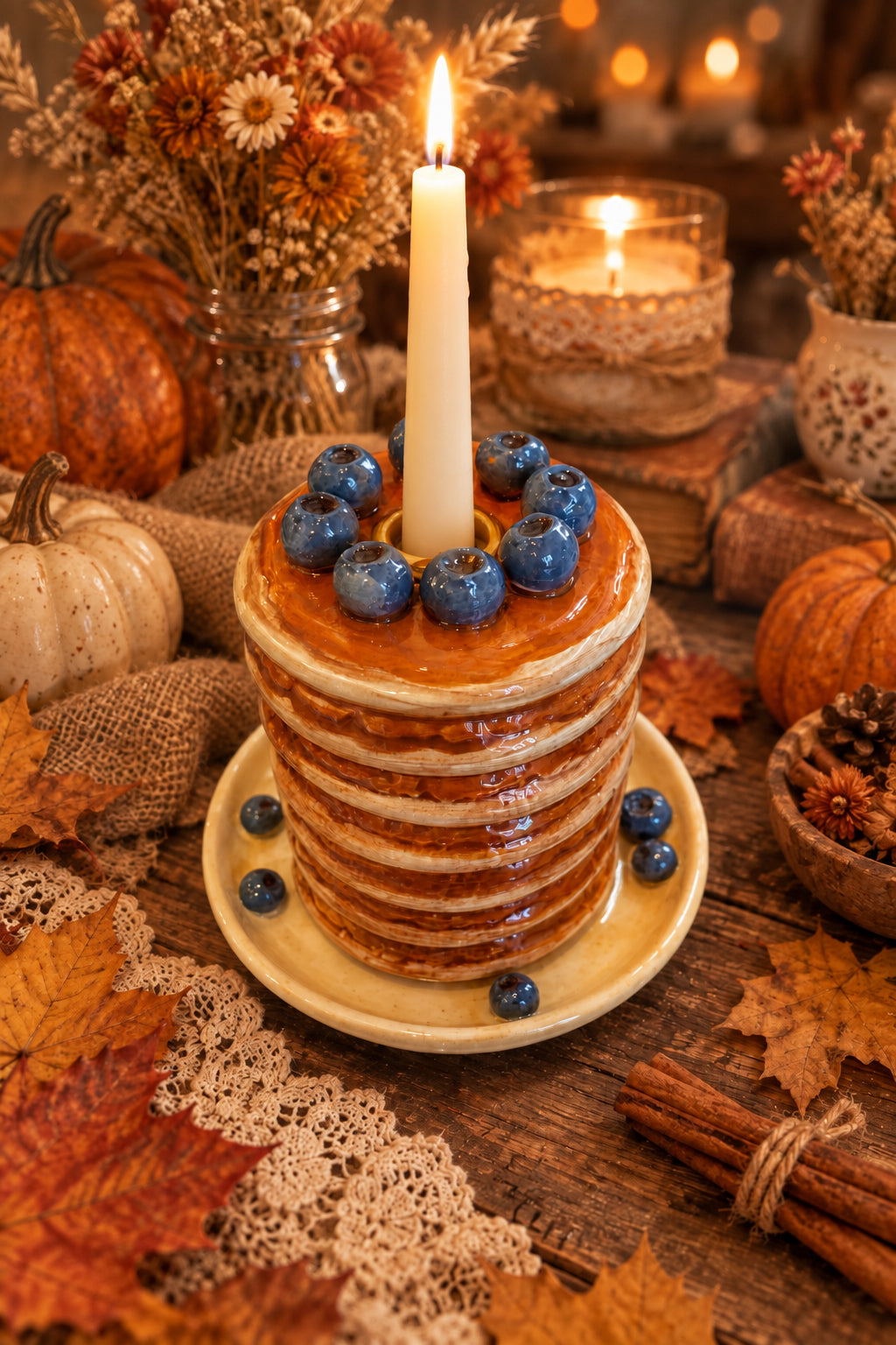 Portacandela Pancake Mirtillo 14x14x14,5