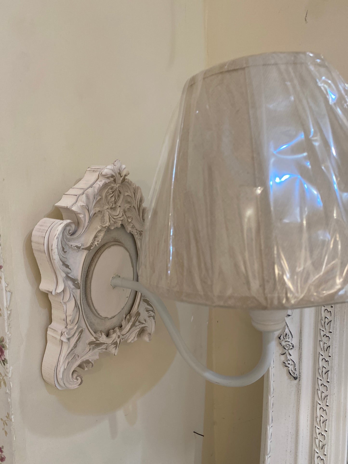 Coppia Applique da parete con paralume in tessuto 21x14,5cm