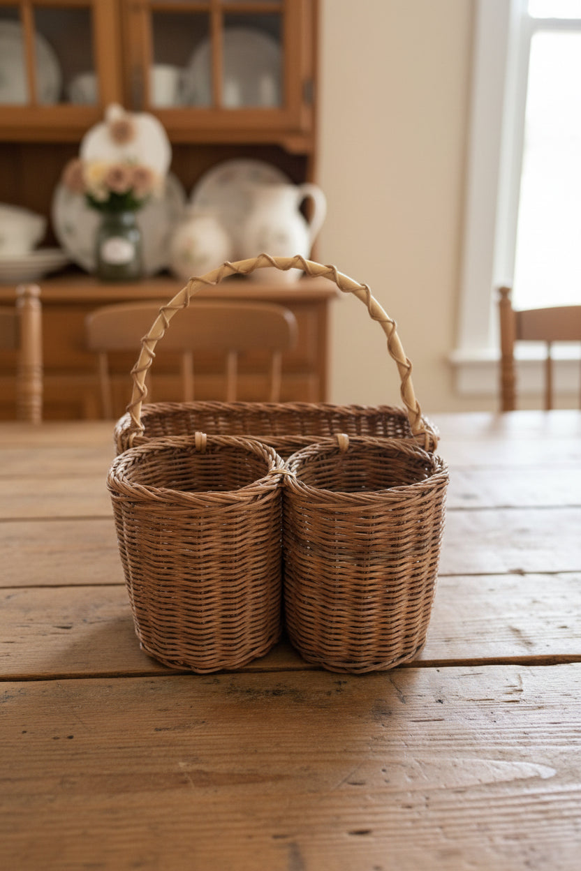 Cestino porta bottiglie in vimini, misura 28x 26x30 Blanc Mariclo