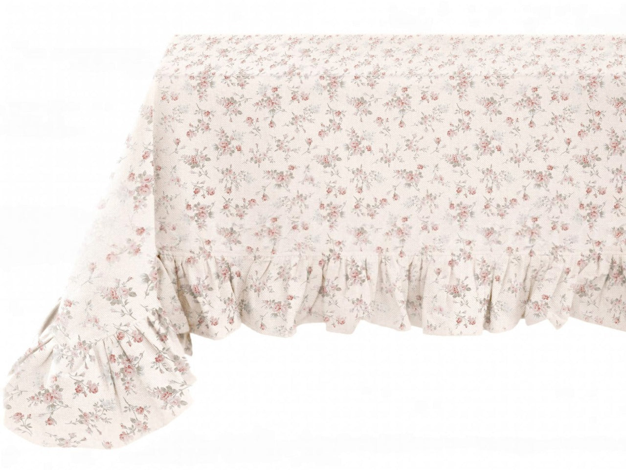 Tovaglia tonda con balza Lovely Shabby serie Garden diametro cm.180 .