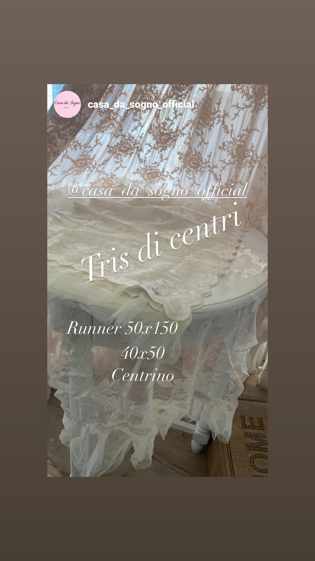 Tris di centri in tulle e pizzo