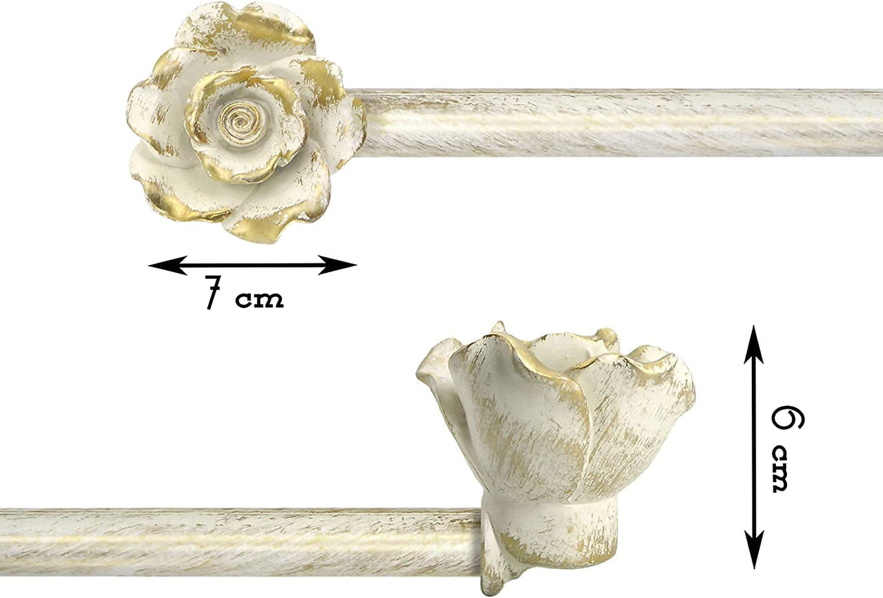 L'atelier 17 Bastone tenda colore beige oro "Bouquet" Shabby misura 150x300