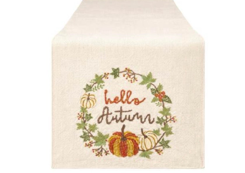 RUNNER DECORO HELLO AUTUNN 100% cotone mis 160x45