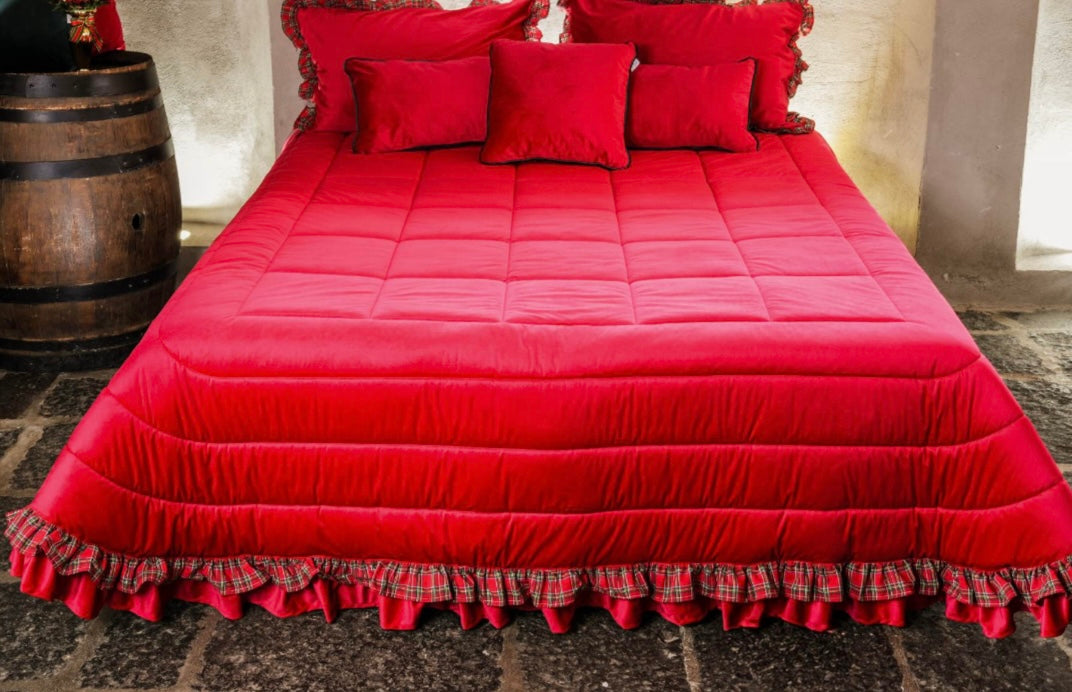 TRAPUNTA IN VELLUTO 300 GM CON ROUSHES TARTAN