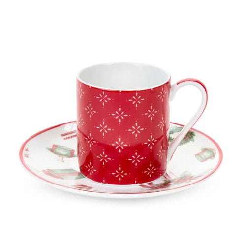 Nuvole di Stoffa Set 6 Tazzine Porcellana Storia di Natale 90 ml