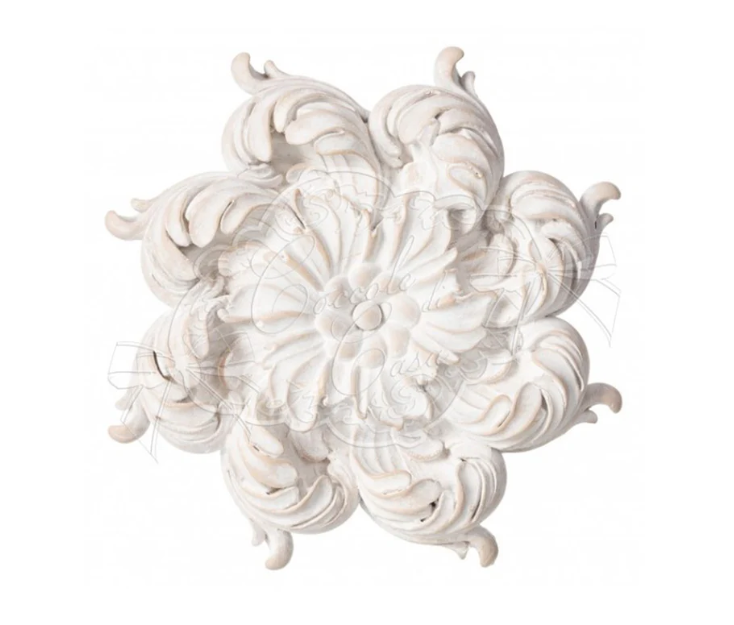 Coccole di casa Fregio decorativo bianco decapato grande "Punte" Shabby