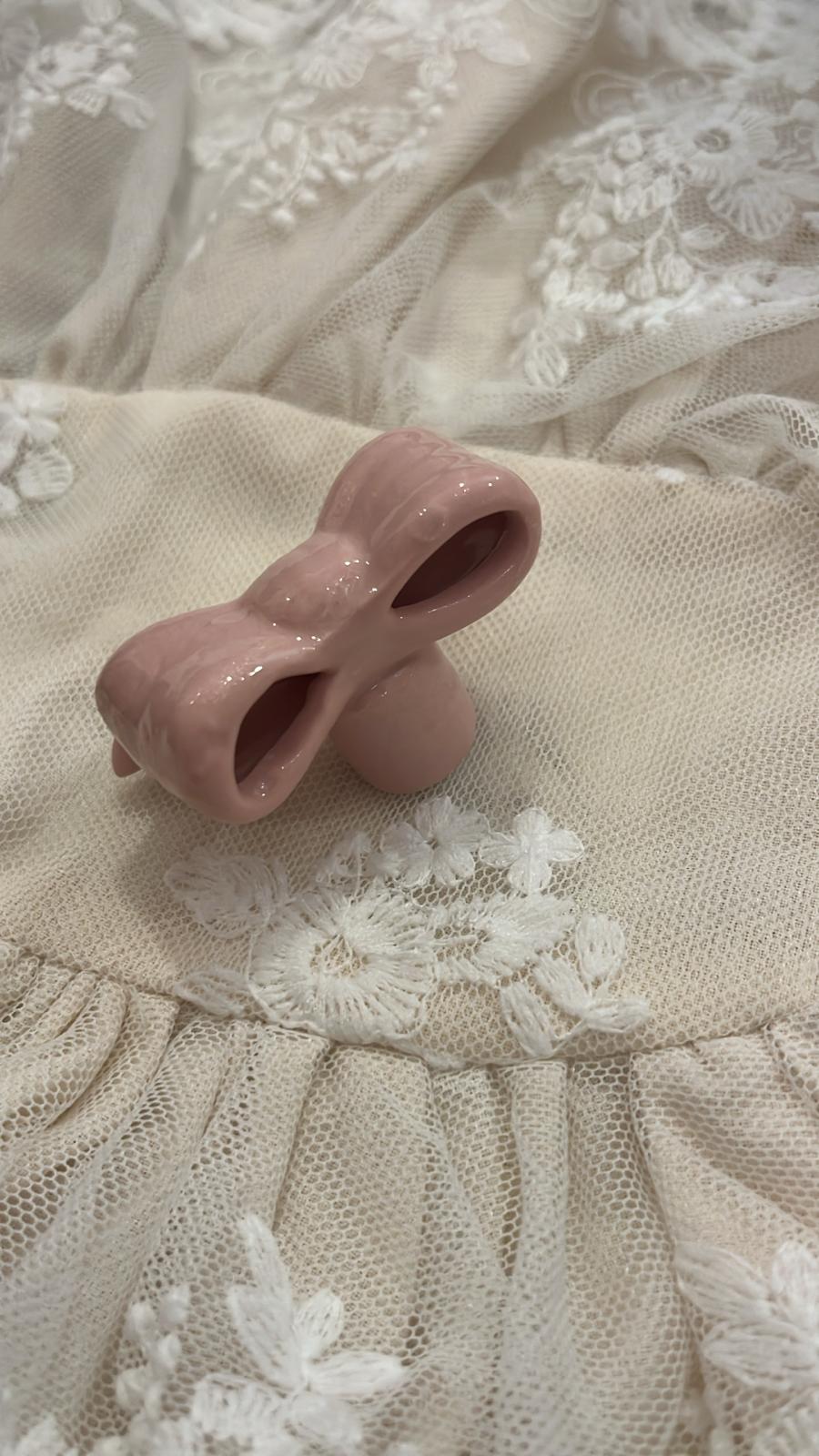 pomello decorativo in porcellana a forma di fiocco 5x5x3cm