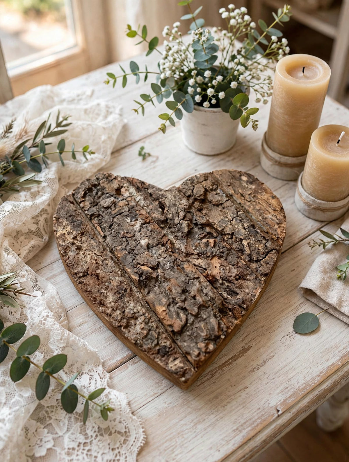 SOTTOPENTOLA / VASSOIO DECORATIVO A CUORE IN CORTECCI AMISURA 20X4X19
