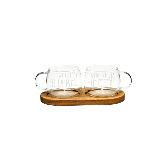 SET TAZZE VETRO BORO SEI LA MIA FELICITA' 22X11X9.5 ZHH250627