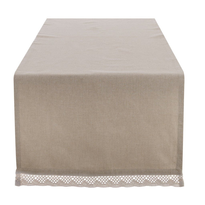 Runner Beige con pizzo della collezione new Infinity di Blanc Mariclo 45x140