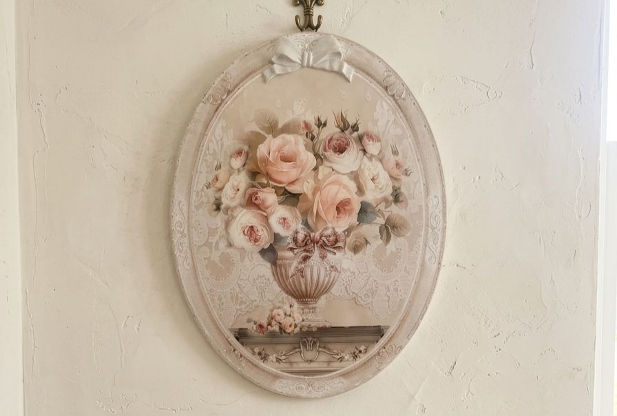 QUADRO OVALE DECORO VASO CON FIORI CESARIA ARTE 351
