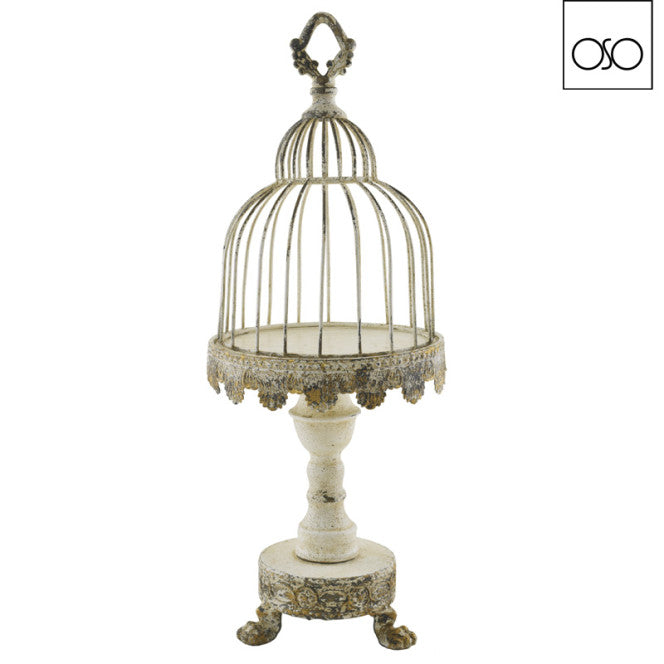 ALZATA C/COPERCHIO VINTAGE "CHARME" METALLO AVORIO 21,50 CM x H 58,00 CM