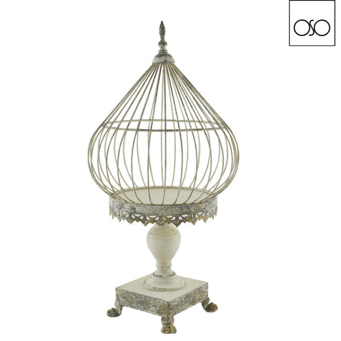ALZATA C/COPERCHIO VINTAGE"PROVENCE" METALLO AVORIO 36,00 CM x H 69,00 CM