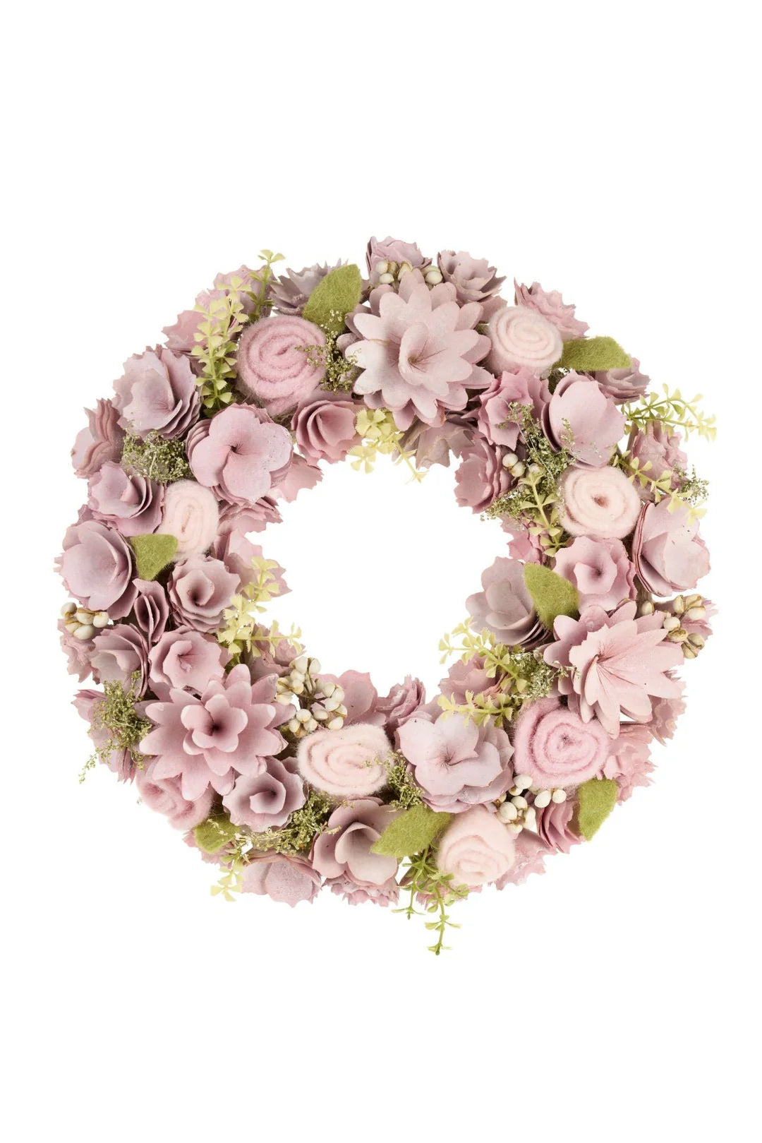 Nuvole di Stoffa Ghirlanda fuoriporta in legno con fiori rosa "Fiorirà" D34x8 cm