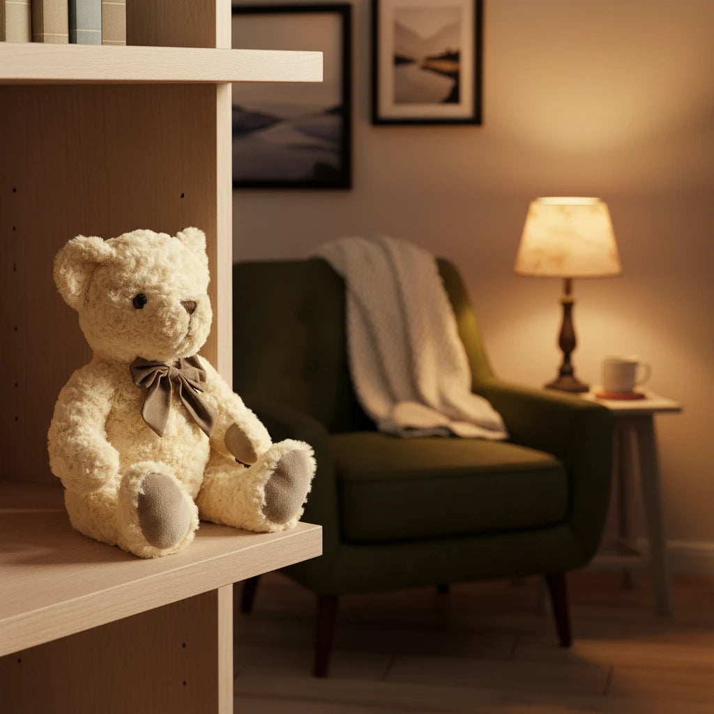 Nuvole di Stoffa Orso peluche crema con fiocco marrone "Sweet Bear" 25 cm