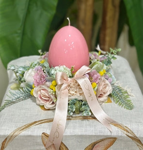 Girocandela Egg con candela in cera lacca Mata Creazione