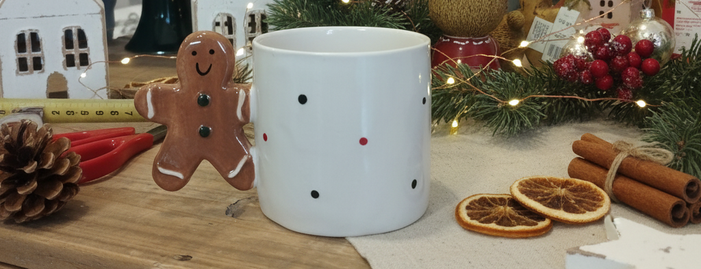 TAZZA BIANCA IN CERAMICA CON MANICO GINGER