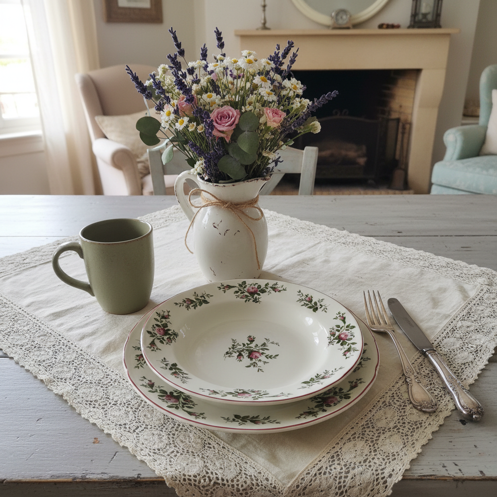 SET PIATTI 6 PZ BLANC MARICLÒ BIANCO CON DECORO A FIORE