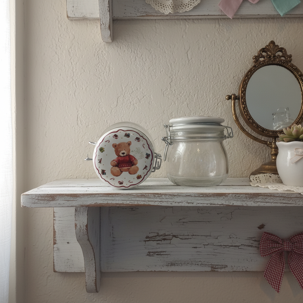 COPPIA 2 BARATTOLI CON CHIUSURA ERMETICA E TAPPO DI CERAMICA DECORATO CON ORSO NATALIZIO
