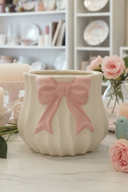 Vaso con fiocco rosa in ceramica l'arte di nacchi HD 10