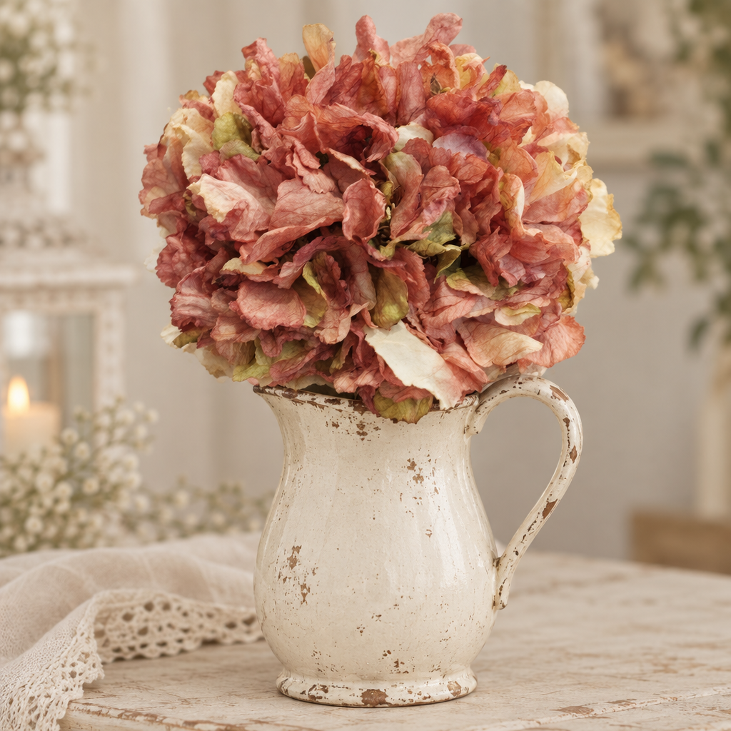 ORTENSIA DECORO FLOREALE ROSA BLANC MARICLÒ 120CM