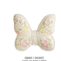 Cuscino farfalla ENCANTO CON RICAMO 100%COTONE Misura 43X35 colore Panna
