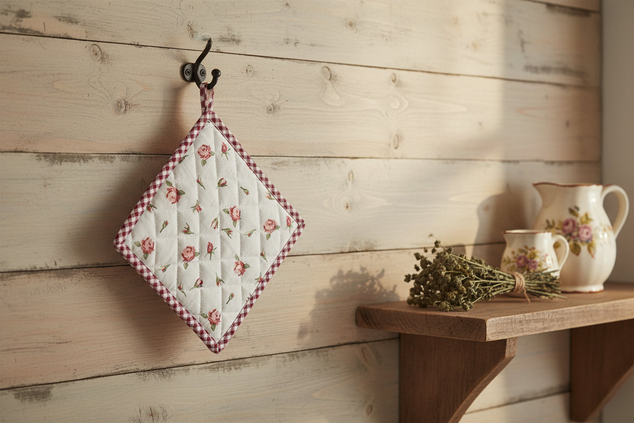 PRESINA 20X20 CM ROSSO BIANCO COTONE ROSE QUADRATO PRESINA CON COLINO