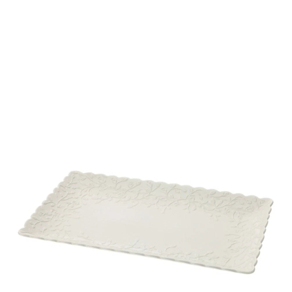 Hervit art. 30191 vassoio rettangolare porcellana Romance 36x22cm bianco