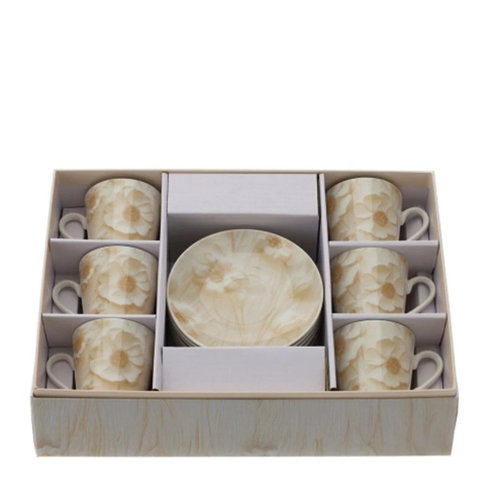 Hervit art. 30454 box 6 tazzine caffè Canvas crema 8x6cm