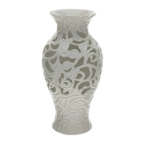 Hervit art. 30499 vaso porcellana traforato bianco dia.17x33cmviene aperta una nuova finestra o scheda