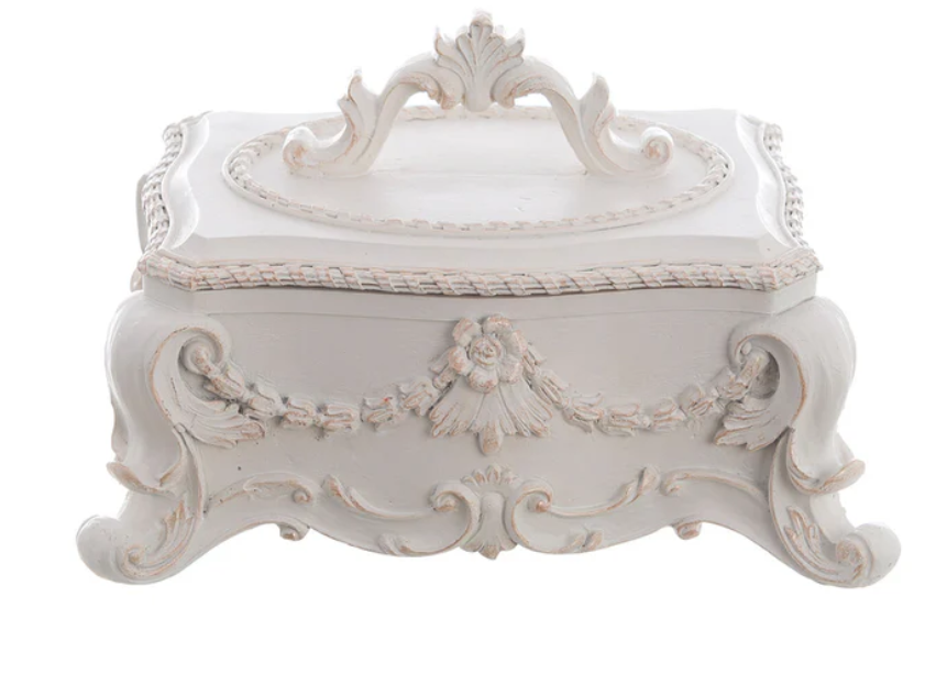 Blanc Mariclò Shabby Chic scatola in resina 18x14x10.5 cm