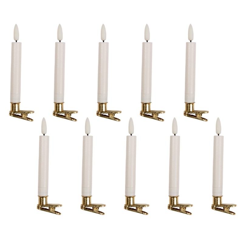 Set di 10 candele da cena a LED Ø 2x14 cm Bianco Cera 6CA0008 EAN 8720898136798