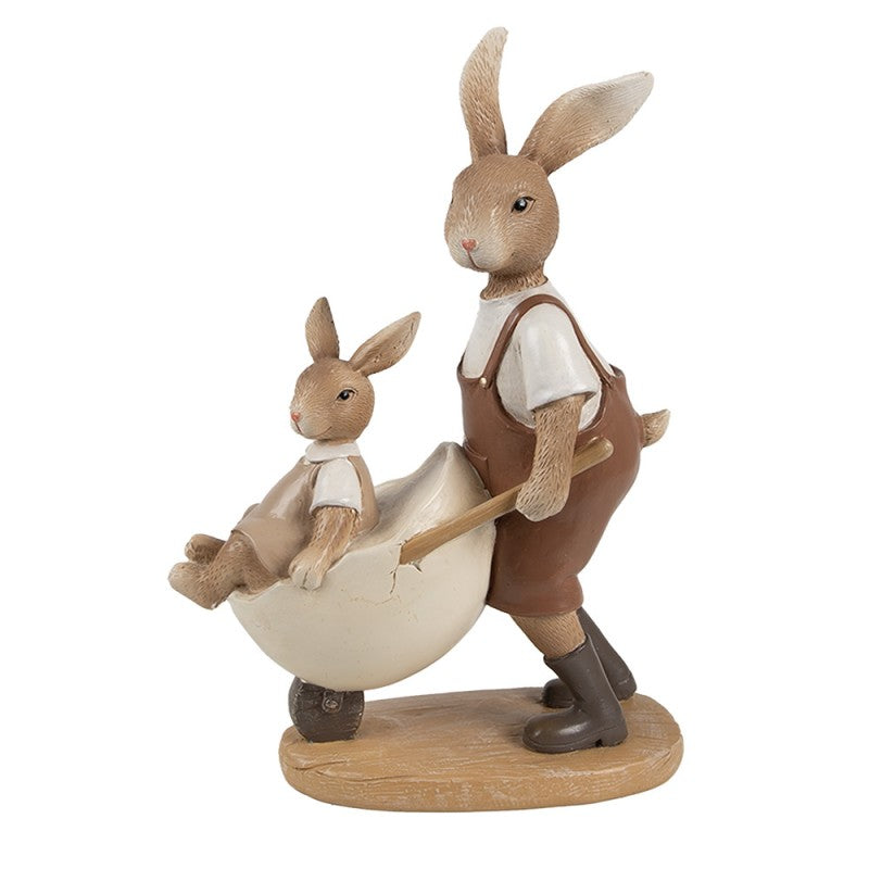 Statuetta decorativa Conigli 15x7x21 cm Marrone Beige
