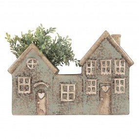 Casa portacandele in ceramica verde, dimensioni 22x9x15 cm Articolo n. 6CE2306 EAN 8720898130055